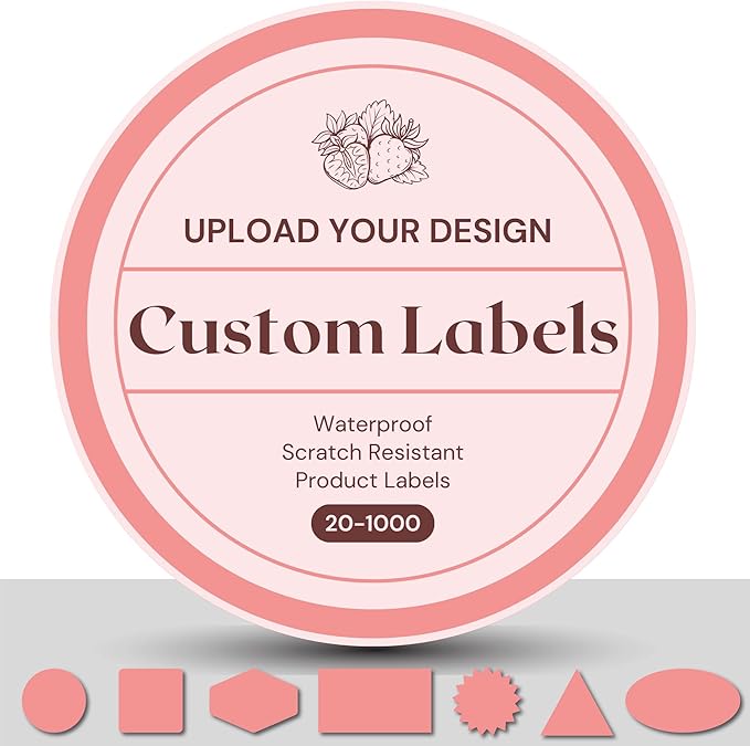 Custom Labels | Waterproof Stickers | Set 20-1000 | 2 inch to 12 inch | Small to Large Personalized Sticker Business Logo Sticker | Product Labels for Small Business