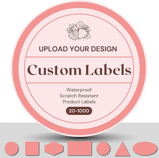 Custom Labels | Waterproof Stickers | Set 20-1000 | 2 inch to 12 inch | Small to Large Personalized Sticker Business Logo Sticker | Product Labels for Small Business