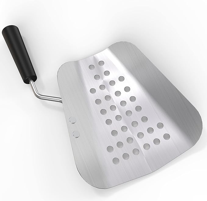 Poppy's Large Aluminum Popcorn Scoop - Kernel Sifting Speed Scoop for Commercial and Home Use