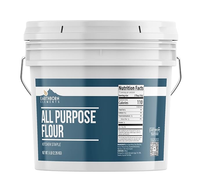Earthborn Elements All Purpose Flour 1 Gallon Bucket, Kitchen Staple, Food Storage (80 Ounce)