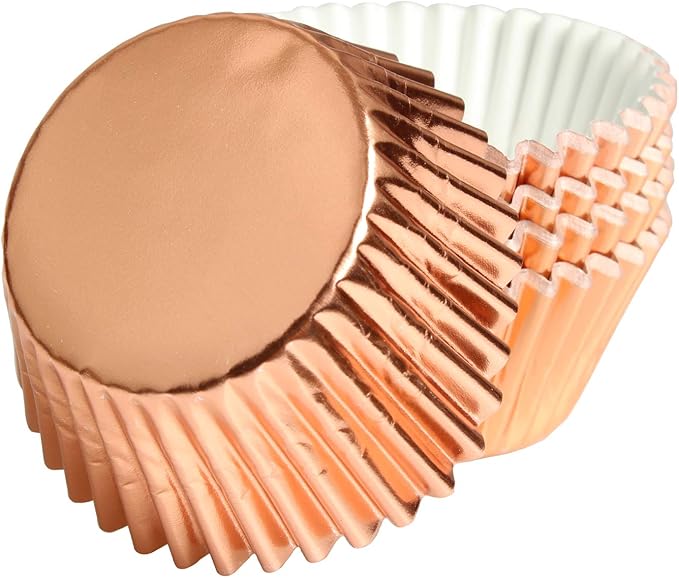Rose Gold Foil Muffin Cupcake Liners case Baking Cups,Foil Cupcake Liners Standard Baking Cups Pack of 100 …