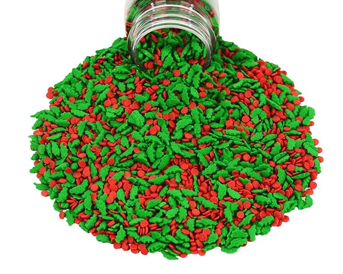Mystic Sprinkles Christmas Holiday Sprinkle Mixes (Precious Poinsettia Confetti Mix 2.9oz)