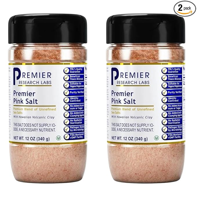 Premier Research Labs Pink Salt - Hawaiian Red Alaea Sea Salt Blend for Food, Cooking, and Eating - Flaky, Unrefined, and Additive-Free, 12 oz (Pack of 2)