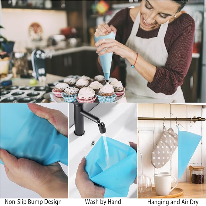 39-Piece Piping Bags and Tips Set, 24 Piping Tips & Reusable Icing Bags (12/14/16 Inch) - Cake Decorating Kit for Frosting, Cupcakes, Cookies