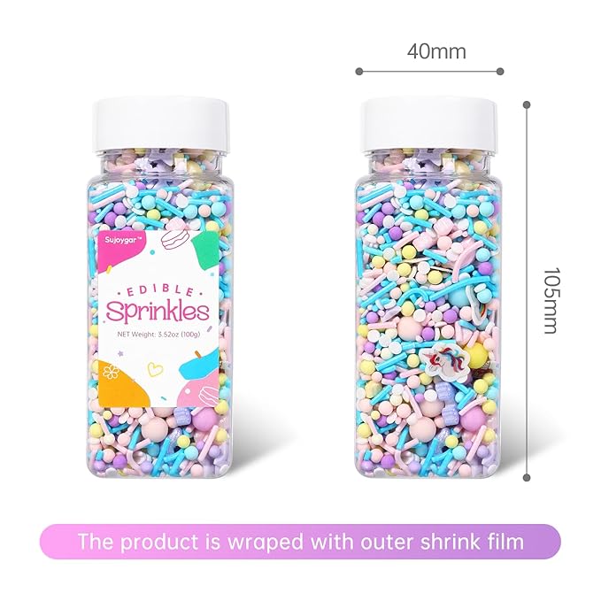 Unicorn Sprinkles Mix | Pink Blue Purple Rainbow | Sprinkles for Cake Decorating | Cupcake Toppers | Ice Cream | Cookie | Fancy Candy | 3.52oz