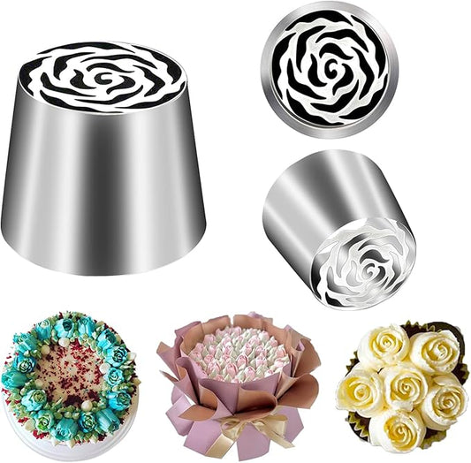 FANTEXY Extra Large Russian Piping Tip Food Grade Seamless Design Stainless Steel Rose Floral Nozzle for Cake Decorating, Frosting,Dishwasher Safe, SL48
