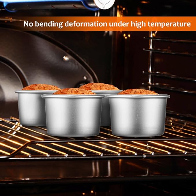 Zerodeko 4 Pcs Round Cake Pans with Removable Bottom, 2 Inch Aluminum Alloy Baking Molds, Nonstick Small Cake Tins for Cheesecake, Mousse, Chiffon, And Ice Cream