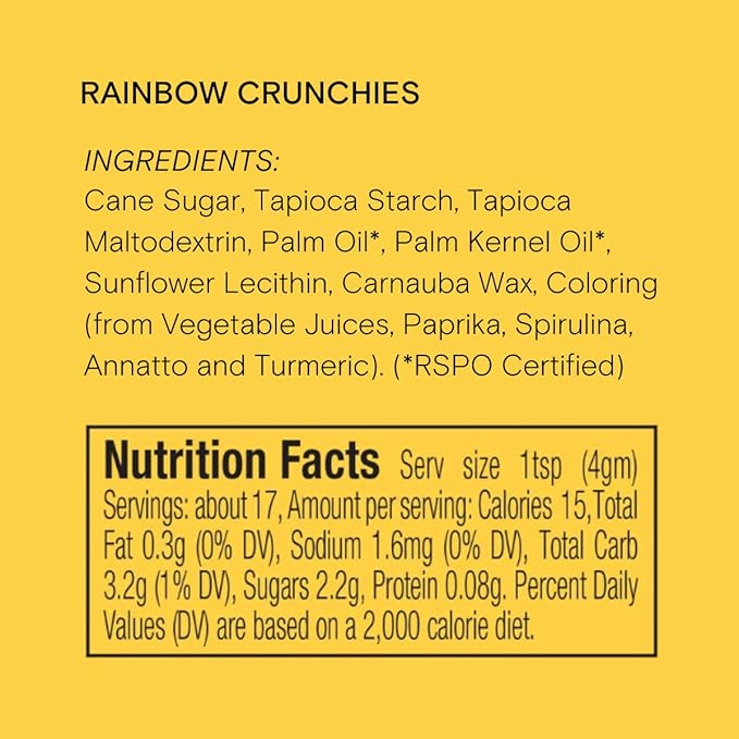 Rainbow Crunchies Natural Sprinkles by Supernatural, Made in USA, No Artificial Dyes, Soy Free, Gluten Free, Vegan, 3oz