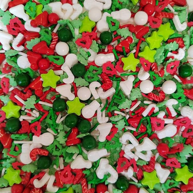 Eastron 1 Bottle Edible Christmas Sprinkles- Cake Sprinkles Decoration - Sprinkles for Baking - Cupcake and Cake Topper - Sprinkle Mix - 3.35 ounces