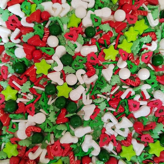 Eastron 1 Bottle Edible Christmas Sprinkles- Cake Sprinkles Decoration - Sprinkles for Baking - Cupcake and Cake Topper - Sprinkle Mix - 3.35 ounces