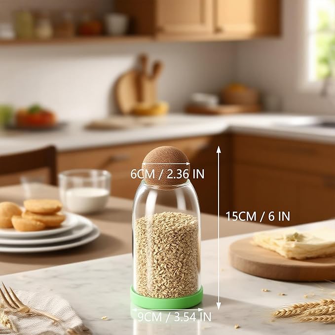 5 pcs 27oz/800ML Glass Storage Container with Ball Cork Glass Jars with Cork Lids Glass Food Storage Containers with Ball Stopper Coffee Canister for Beans,Oats,Spices,Candies,Nuts,Biscuits