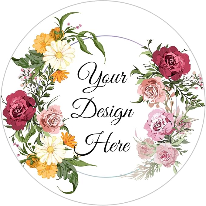 100-500 Pack Personalized Stickers Labels Floral Round Custom Labels with Your own Business Logo for Favors Wedding Birthday Party Baby Shower(Design 5)