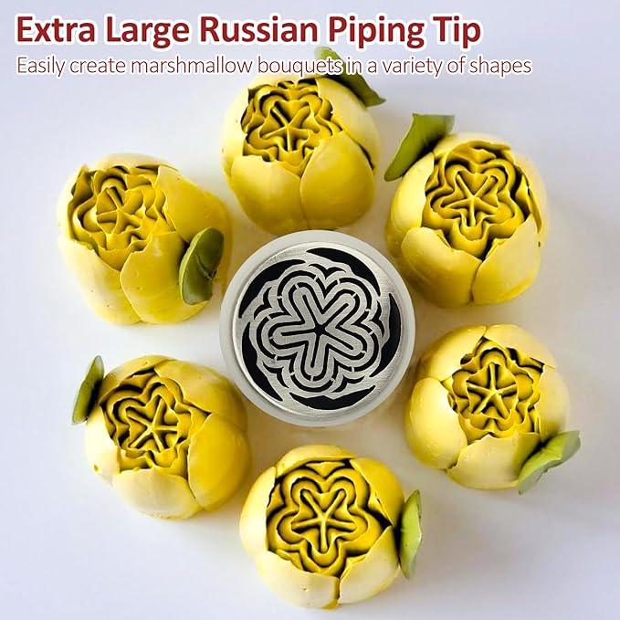 Extra Large Russian Piping Tips for Marshmallows Stainless Steel Flower Frosting Nozzles many styles Cake Decorating Baking tool for Buttercream, Cupcakes Cookies(SL62)