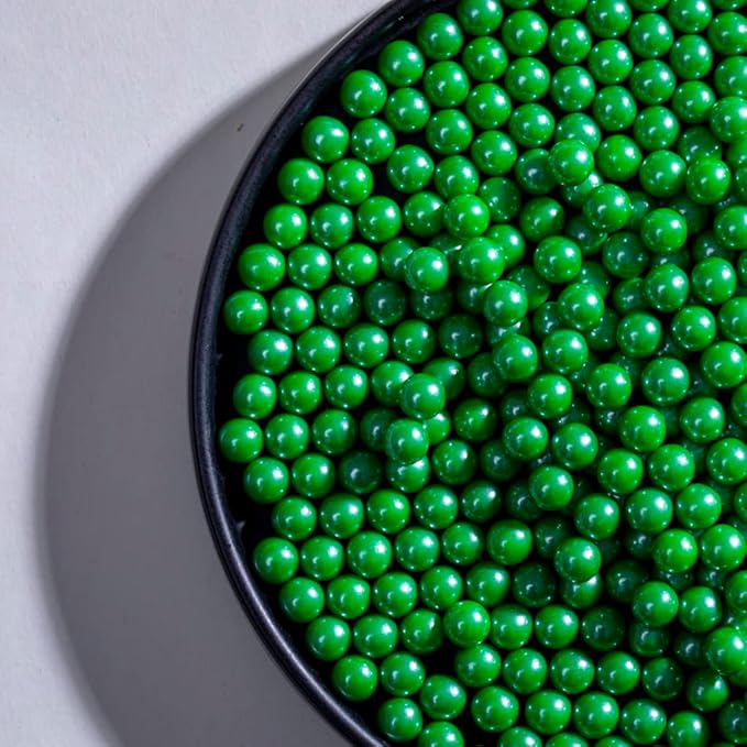 Christmas Green Sprinkles for Cake Decorating 130g 4.6OZ, Edible Pearls,Cake Sprinkles,Cookie Sprinkles,Sugar Pearl, Edible Candy Pearls for Cake Cupcake Decorationg (7mm-Dark Green)