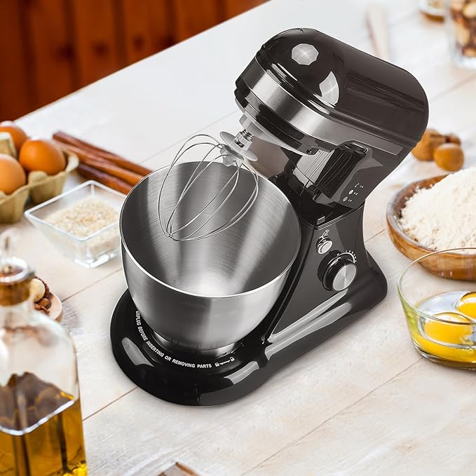 4.8QT Stand Mixer, 12-Speed Electric Kitchen Mixer with Tilt-Head, Stainless Steel Bowl, Egg Whisk, Dough Hook & Beater – Lightweight, Compact for Small Kitchens (Gray)
