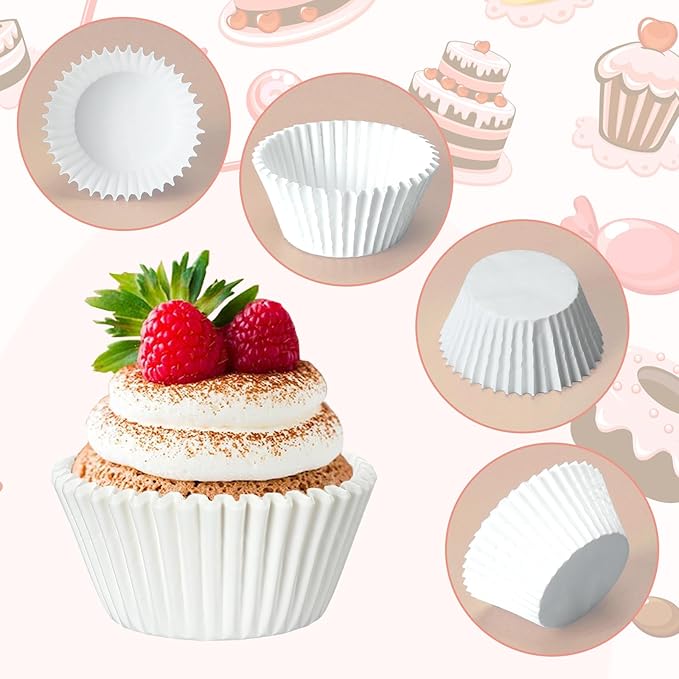 Jinei 5000 Pcs White Cupcake Liners Bulk for Baking Paper Cupcake Wrappers 1.97 Inch Paper Muffin Liners for Wedding Birthday Party