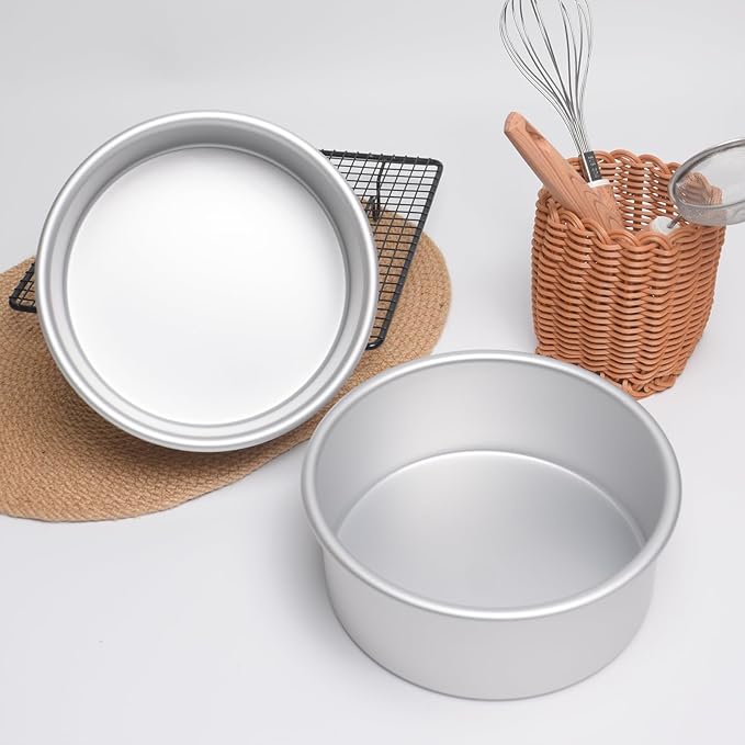 kefyixc7x3 inch round cake pans Set of 2,Cake tins perfect for baking bread, cheesecake, cakes more - durable aluminum molds for circle cake pan (7×3 round Cake Pan, Set of 2)