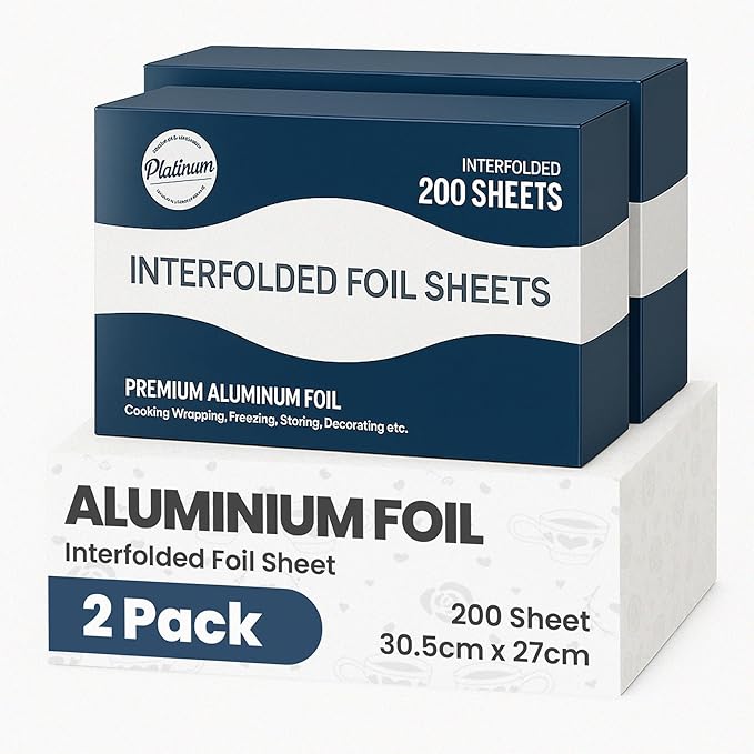 Pre-Cut Aluminum Foil Sheets 12" x 10.7" – Heavy-Duty, Non-Stick, Pop-Up Disposable Sheets for Grilling, Baking, BBQ, Food Storage, and Catering (12X10.7", 400.0, sheet)