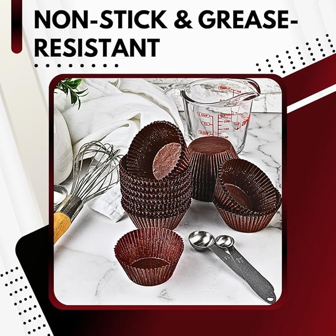 Green Direct Cupcake Liners - Standard Size Cupcake Wrappers to use for Pans or carrier or on stand - Paper Baking Cups, Brown, (Pack of 500)