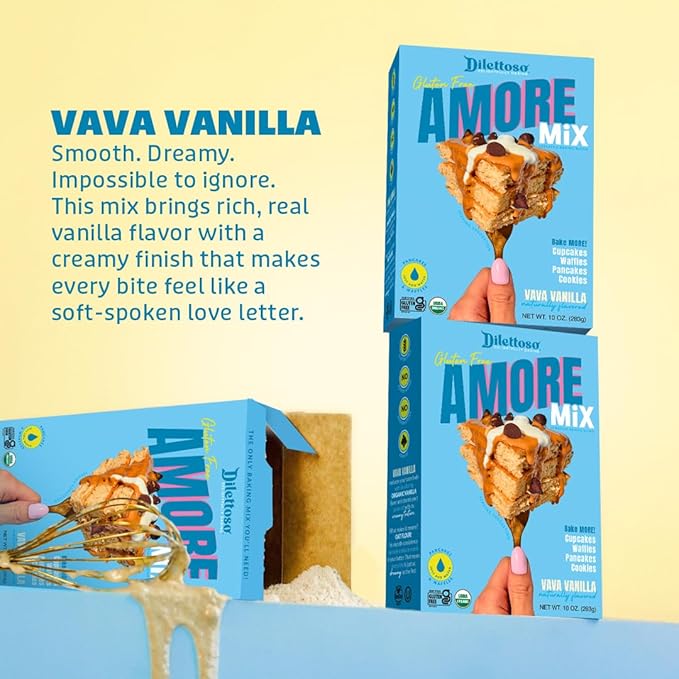 Dilettoso's Organic Gluten-Free Oat Flour Baking Mix | Vanilla | Pancakes, Waffles, Cupcakes, Brownies, and Cookies | 10oz AMORE Mix (1 Box)
