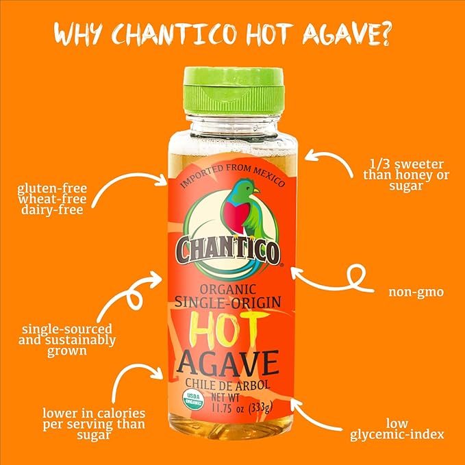 Chantico Agave Organic Sweetener (333g, 1 pack, Hot) Non GMO, Gluten Free & Vegan, Low Glycemic Index, Diabetes friendly, Perfect for use in baking, smoothies, coffee, tea, yogurt