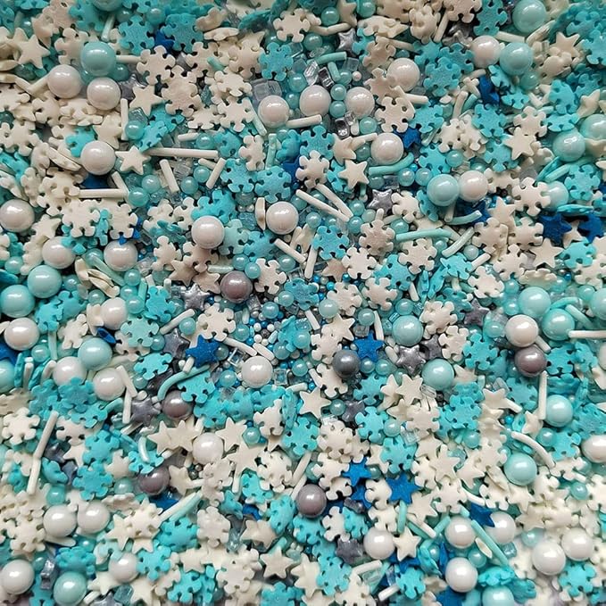 Eastron Edible Frozen Sprinkles Candy Snowflake Sugar Cake Cupcake Toppers Cookie Dessert Decorations for Halloween Christmas Birthday Party Supplies 3 Ounce