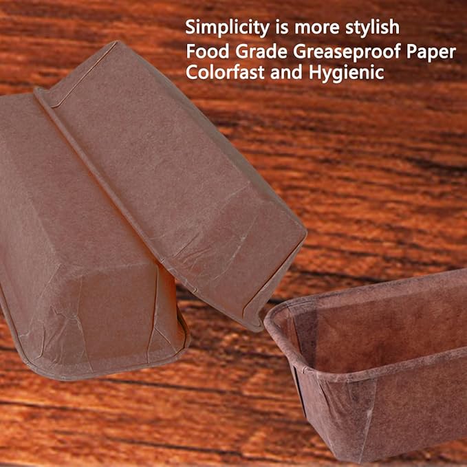 50Pcs Paper Loaf Pans for Baking, Parchment Cupcake Liners KraftPaper Loaf Pan, Disposable-Paper Baking Loft Mold for Microwave Freezer Oven Safe Display,Wedding Birthday