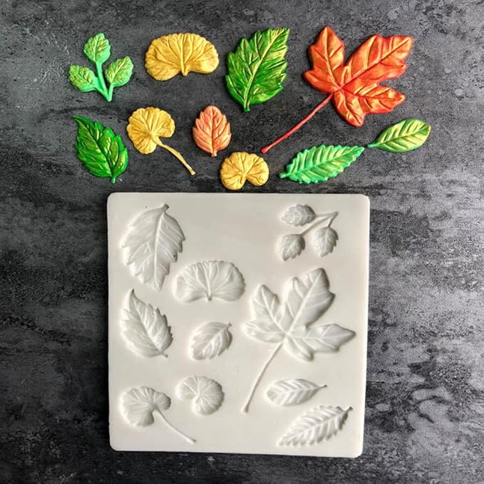 Leaf Silicone Mold Rose Flower Fondant Molds DIY Cake Decorating Tools Sugarcraft Candy Resin Clay Chocolate Gumpaste Moulds (6.08 x 5.28 x 0.24 inches)