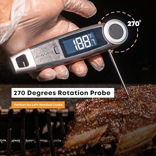 Finaltouch X10 Instant Read Digital Meat Thermometer NSF Certified Waterproof Professional for Cooking Grilling BBQ Baking Candy Oil with Rotating Probe and Backlit Display (American Flag)