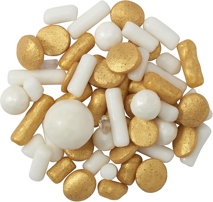 DecoPac Gold Celebration Wishes Fusion Mix Sprinkles, 26oz, Shaped Candy Sprinkles in Handheld Container, Edible Decorations For Celebration Cakes, Cupcakes, Cookies and Donuts