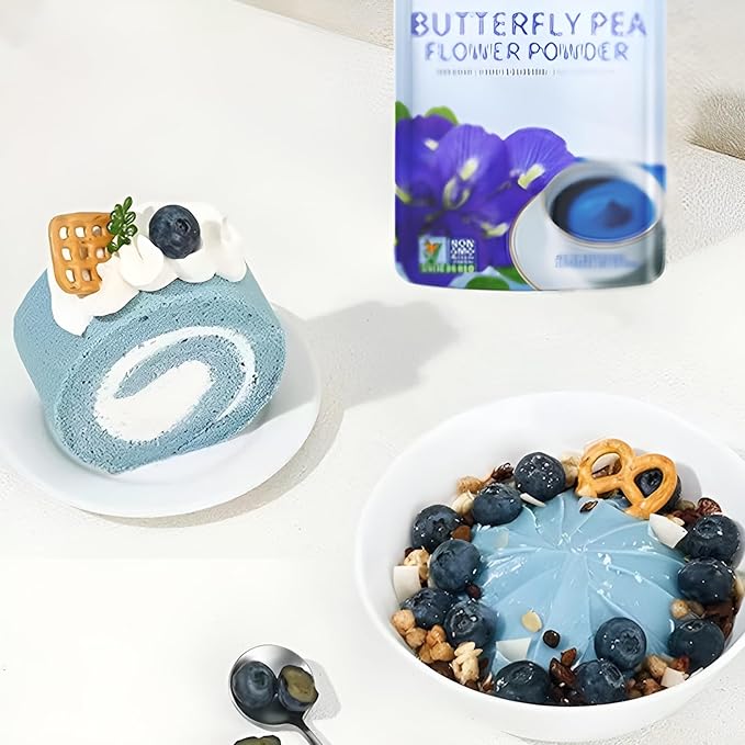 Organic Butterfly Pea Flower Powder - 3.35oz | Natural Blue & Purple Food Coloring | Great for Drinks, Baking & Smoothies | Rich in Antioxidants | Caffeine-Free | Vegan & Gluten-Free