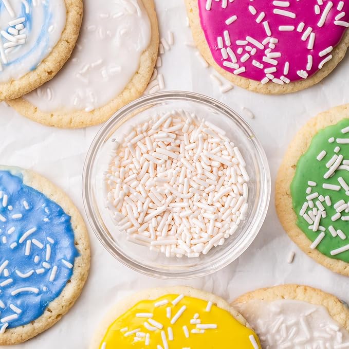 Color Kitchen White Sprinkles Natural Ingredients Baking Cake Decorations, Ice Cream, Cookie, Artificial Dye-free, Plant-Based Colors, Gluten-Free, Non-GMO, No Hydrogenated Oils, Soy-Free, Kosher, 3 OZ