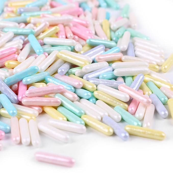Pastel Sprinkles for Cake Decorating 3.5 Ounce Edible Mini Sugar Rods Sprinkles for Cookie, Cupcake Topper, Ice Cream, Candy, Chocolate Decorations for Wedding Party Anniversary Celebration
