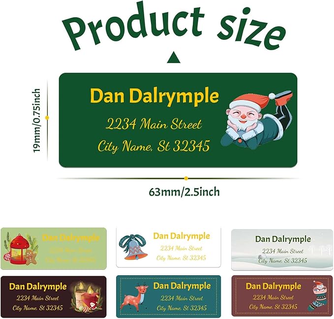 Personalized Address Labels mailing Labels Stickers Personalized Christmas Stickers 150pcs in Paper, Vinyl, Kraft Paper, Clear Material 0.75inchx2.5inch(Style 7)