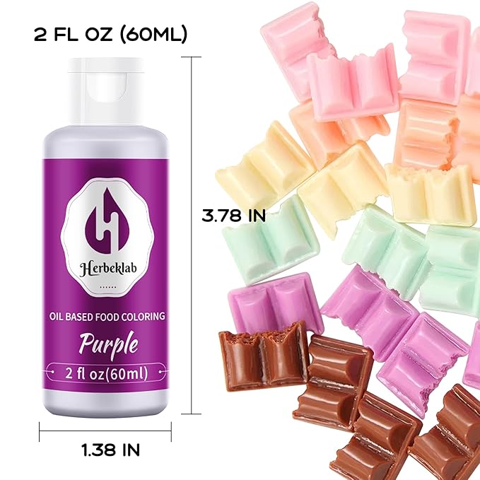 Purple Oil Based Food Coloring – 2 fl oz Professional Grade Concentrated Oil Food Dye for Melting Chocolate, Candy Melts, Cake Pops, Strawberries & Baking