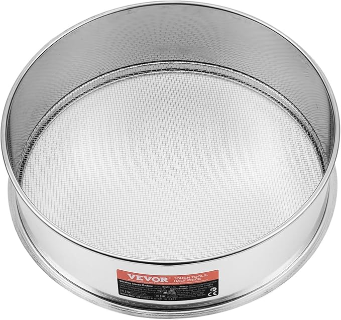 VEVOR Flour Sieve, 12 Mesh Sifter, 304 Stainless Steel Food-grade Fine Mesh Strainer, Dia. 12.6" for Baking, 5 Sizes Mesh Hole for Mungbean, Rice, Pearl Powder