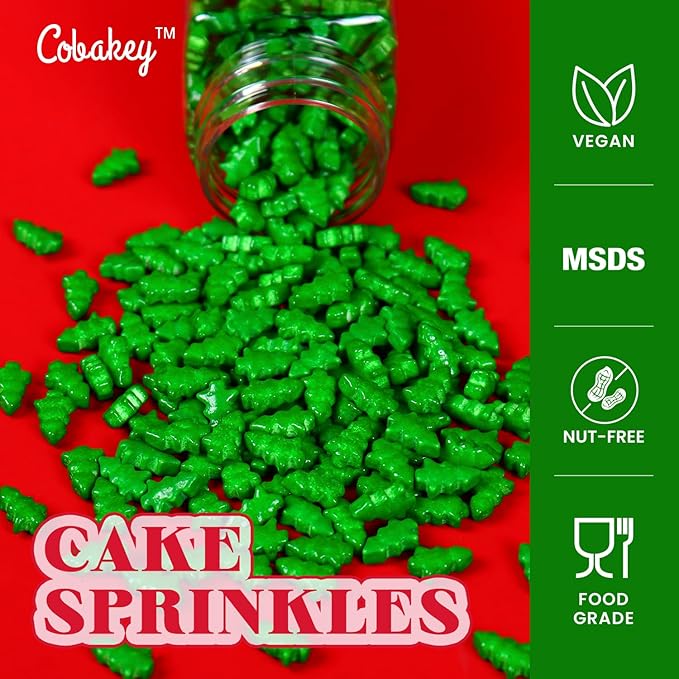Christmas Sprinkles for Cookies, Green Tree Sprinkles Perfect for Christmas Dessert Party 3.52 Ounce