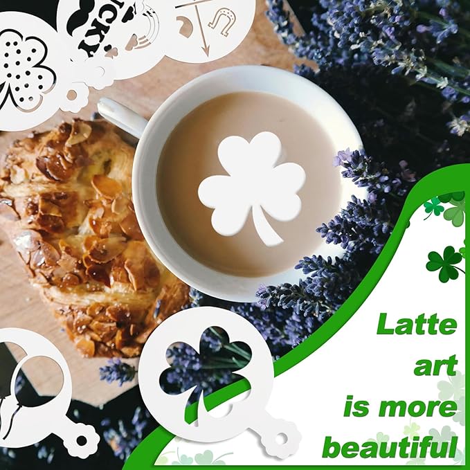 56 Pcs Reusable St Patrick's Day Cookie Stencils Small Shamrock Cookie Templates for Holiday Baking Dessert Painting Irish Party Decoration Coffee Art Face Painting Kitchen Baking Accessories