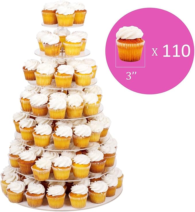 Jusalpha Large 7-tier Acrylic Round Cake Stand-cupcake Stand- Dessert Stand-tea Party Serving Platter for Wedding Party