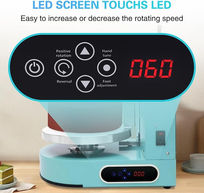 Cake Icing Machine 200W Auto Cream Spreading Machine w/LED Display, Horizontal & Vertical Spatula Adjust, Professional Cake Decorating Machine Frosting Turntable for 4-12 Inch Cakes (Green)