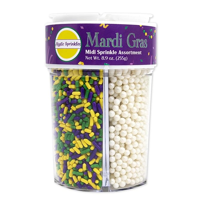 Mystic Sprinkles 4 Cell Sprinkle Assortments (Mardi Gras, Midi)