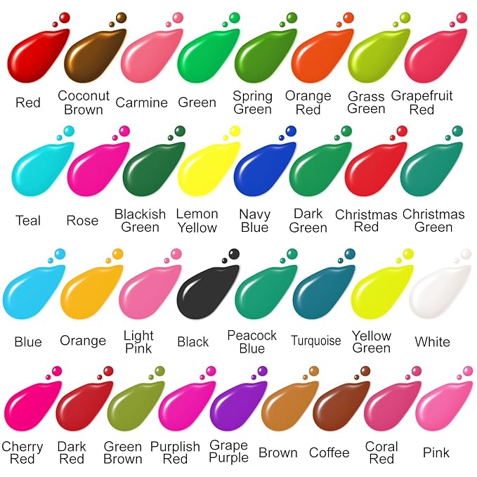 Food Coloring Liquid - 33 Colors Food Grade Food Dye, Colorful Liquid Food Coloring Drops for Cake Decorating, Baking, Icing, Cookies, Easter Egg Dyeing - 0.25 Fl. Oz