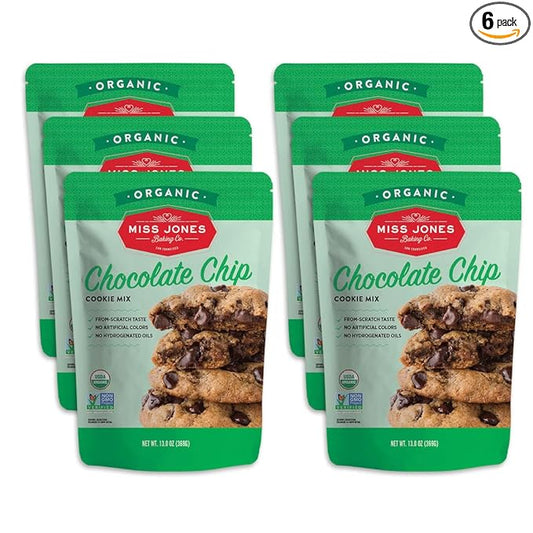 Miss Jones Baking Organic Cookie Mix, Non-GMO, Vegan-Friendly, Packed with Morsels: Sea Salt Chocolate Chip (Pack of 6)