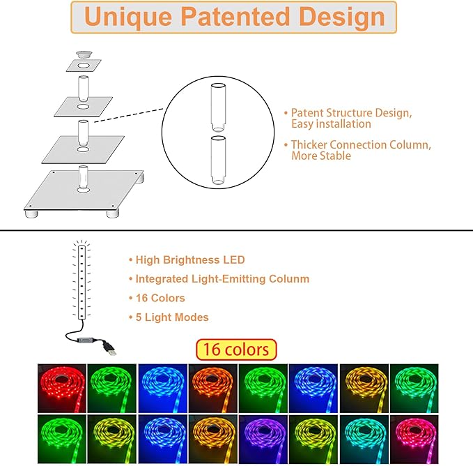 Cupcake Stand Acrylic 4 Tier Tower Display Cupcake Cake Stand with Remote LED Light,Multiple Color Changing Modes,Transparency Serving Tray for Any Parties Events(Standard Size)