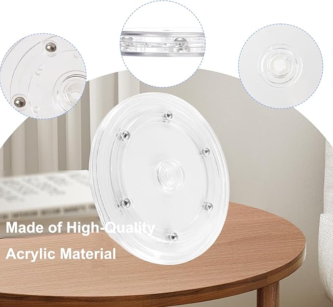 6" Lazy Susans Turntable Organizer, White Acrylic Lazy Susan, Lazy Susan Acrylic Ball Bearing Turntable Plate for Kitchen Table Spice Rack Table Cake Kitchen Pantry Decoratin