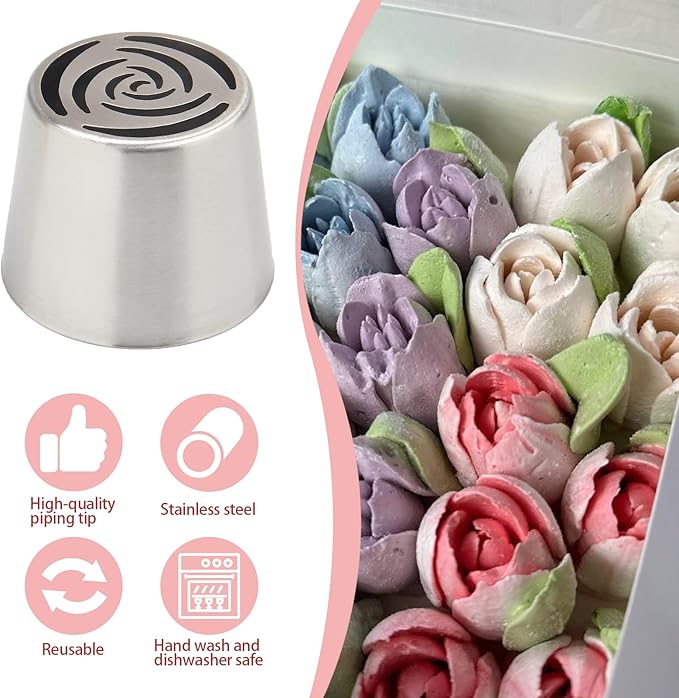 Extra Large Russian Piping Tips for Marshmallows Stainless Steel Flower Frosting Nozzles many styles Cake Decorating Baking tool for Buttercream, Cupcakes Cookies(SL13)
