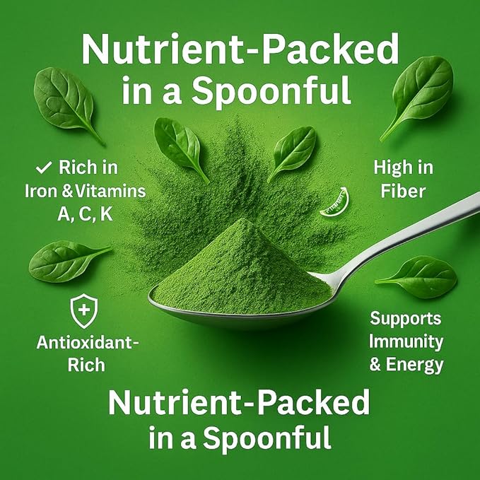 Confect Spinach Powder | Pure & Natural Vegetable Powder for Smoothies, Baking, Beverages, Juices, Tea & DIY Recipes | Vegan, Gluten-Free, No Added Sugar – 1 LB