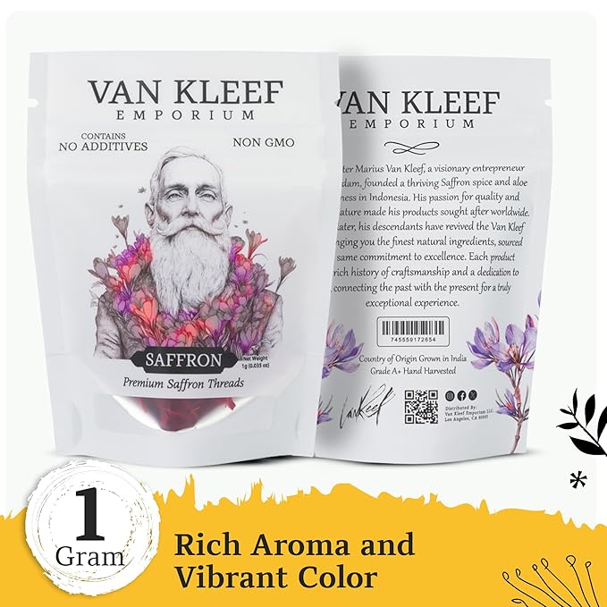 Superior Saffron Threads (Super Negin) Premium grade Saffron Spice for Paella, Risotto, Tea's, and Nutritional Uses (1 Gram)
