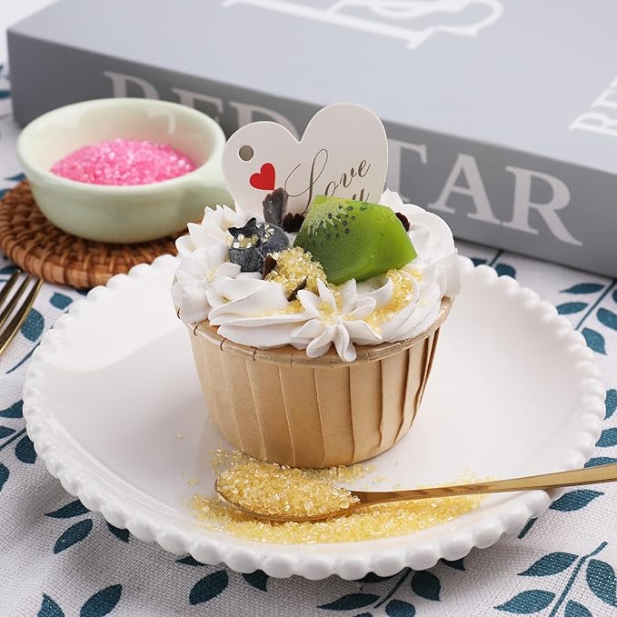 Sanding Sugar Sprinkles for Cake Decorating, 4 Colors Purple Green Yellow Pink Decorating Sparkling Coarse Sugar Crystals Sprinkles for Cake Cupcakes Cookie Ice Cream Baking Topping
