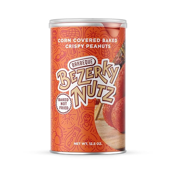 Bezerky Cracker Nuts | Crunchy Corn Coated Peanuts | BBQ Peanuts | Baked Snack | Flavorful Lebanese Kri Kri Nuts | Ready to Eat Savory Snack | 12.5oz (Pack of 1)